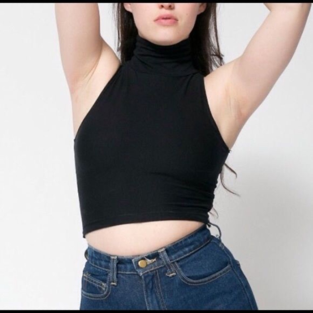 American apparel turtleneck crop top black